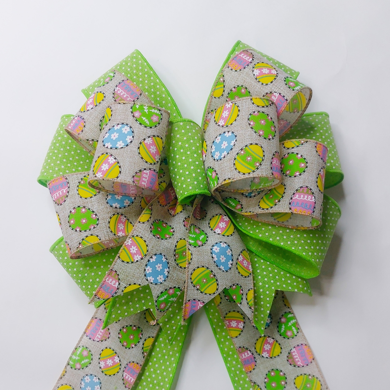 Easter Egg and Lime Green Wreath Bow