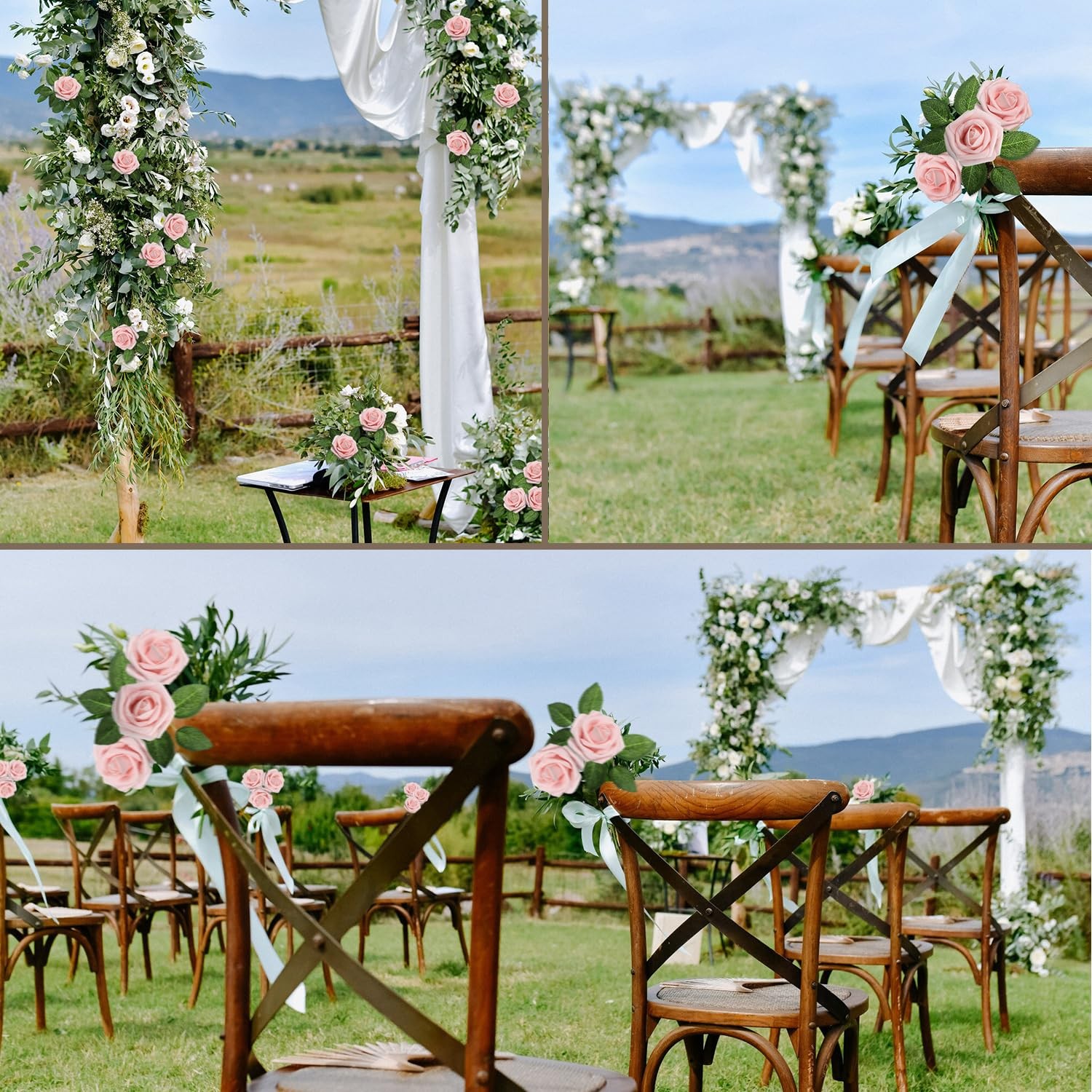 100 PCS Light Pink Real Looking Foam Artificial Fake Roses Wedding Bouquet
