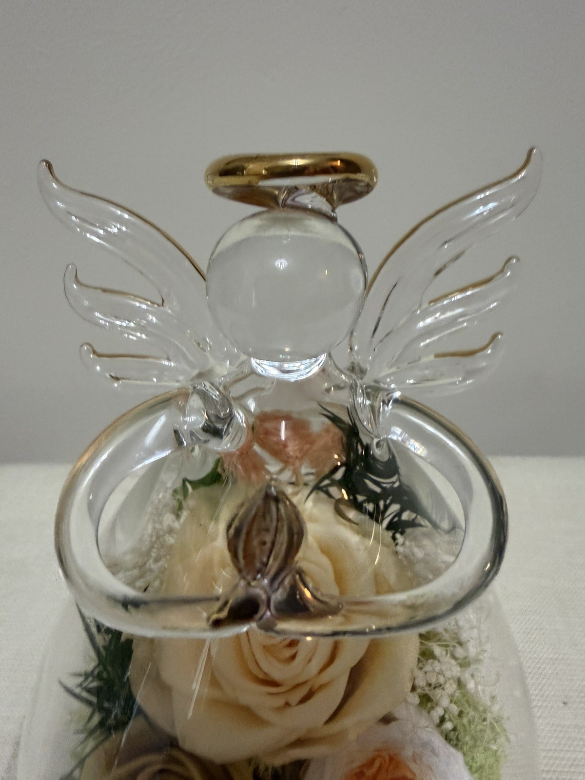 Gifts Women Angel Rose Forever Flower Light Up Glass Figurine