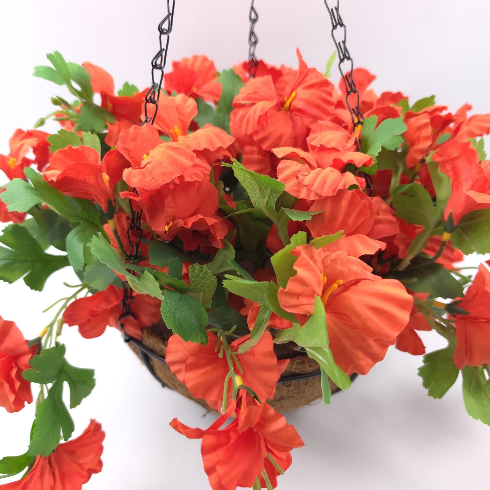 Wicker Park 20″ Faux Orange Impatiens Hanging Basket Floral Decor Flowers