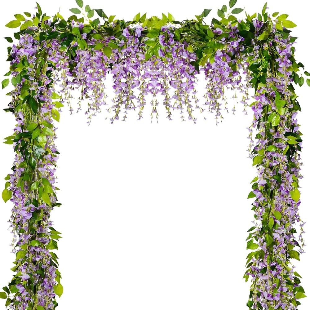 Realistic 33ft Wisteria Flower Garland – Perfect for Wedding Arches & Decor