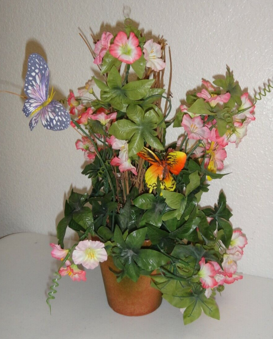 Artificial Potted Flowers & Butterflies Height :16 inches Floral Home Décor