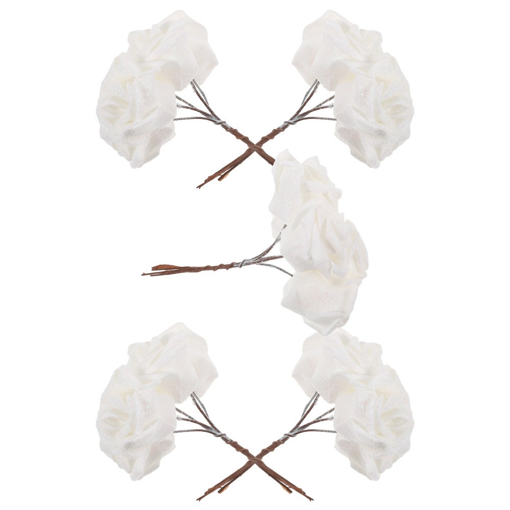 25 PCS White Rose Fake Flower Roses Artificial Wedding Flowers