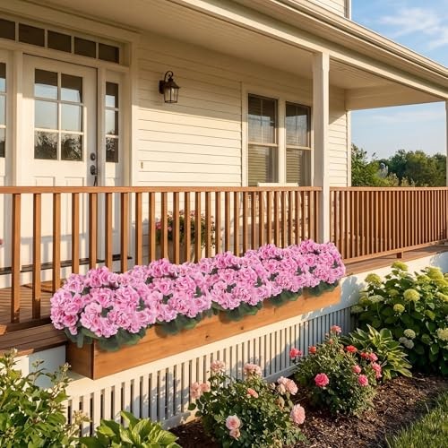 Artificial Geraniums for Outdoors 6PCS Silk Geraniums UV Resistant Faux Peach