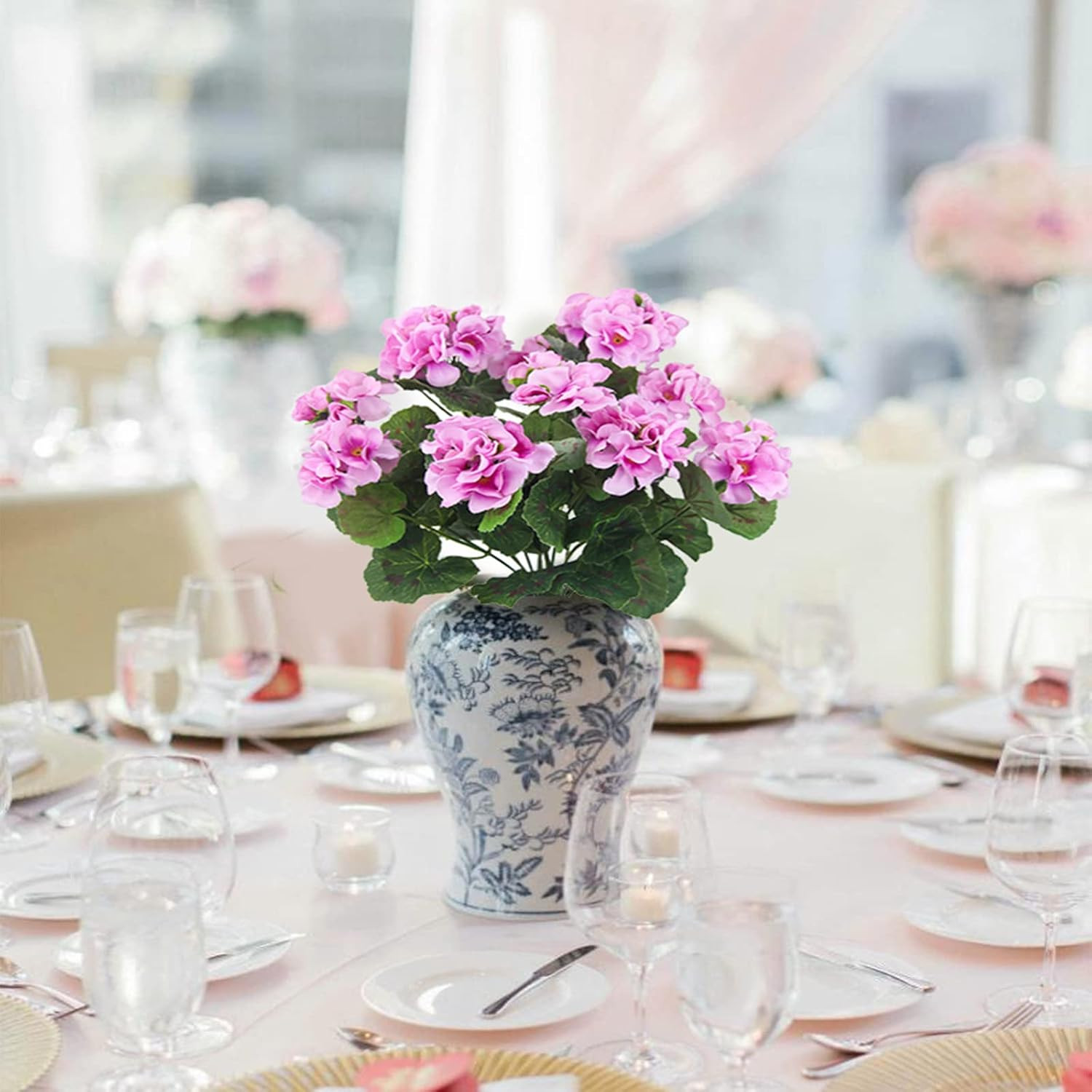 2 Pcs Artificial Geranium Flowers for Outdoors Silk Geraniums Flowers Outdoor UV