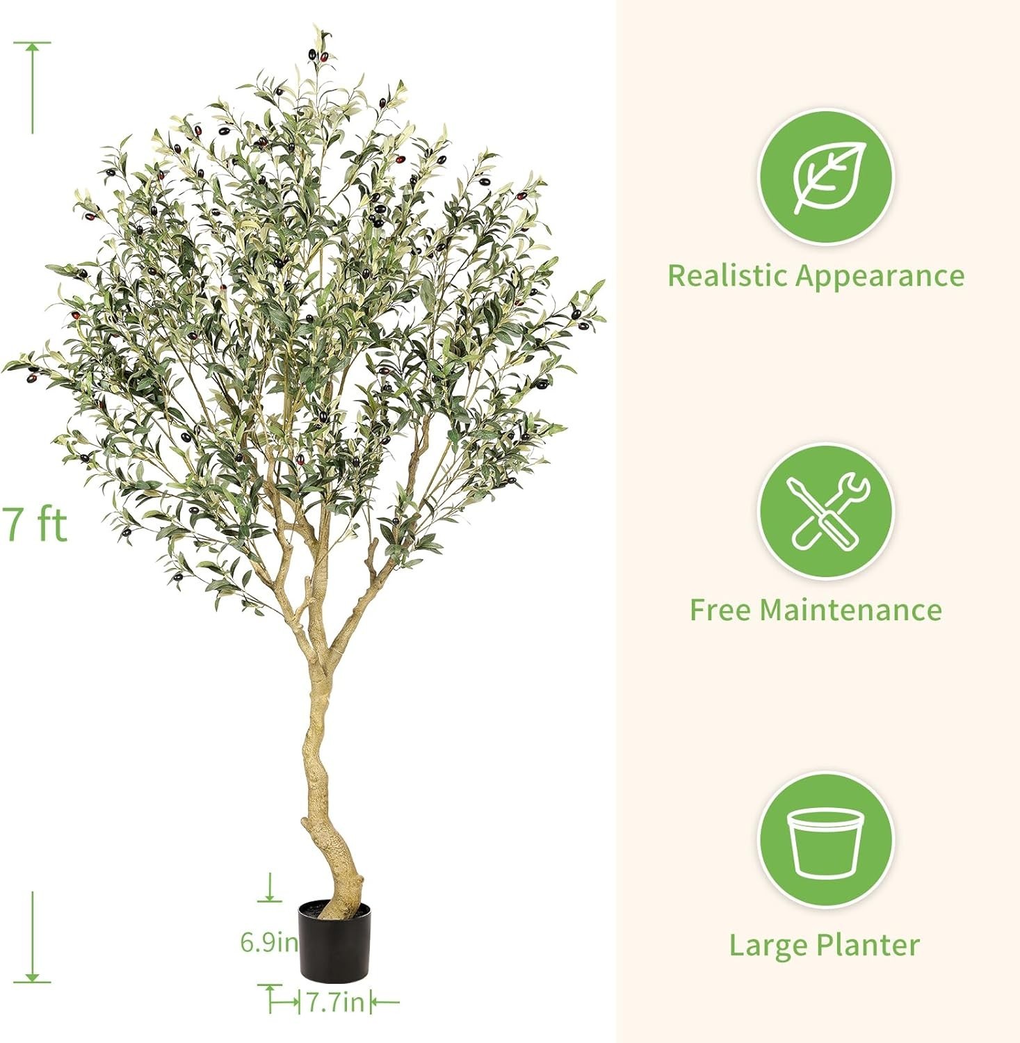 NEW 6/7FT Olive Trees Artificial Indoor – Tall Faux Olive Tree 6/7 Feet with Rea