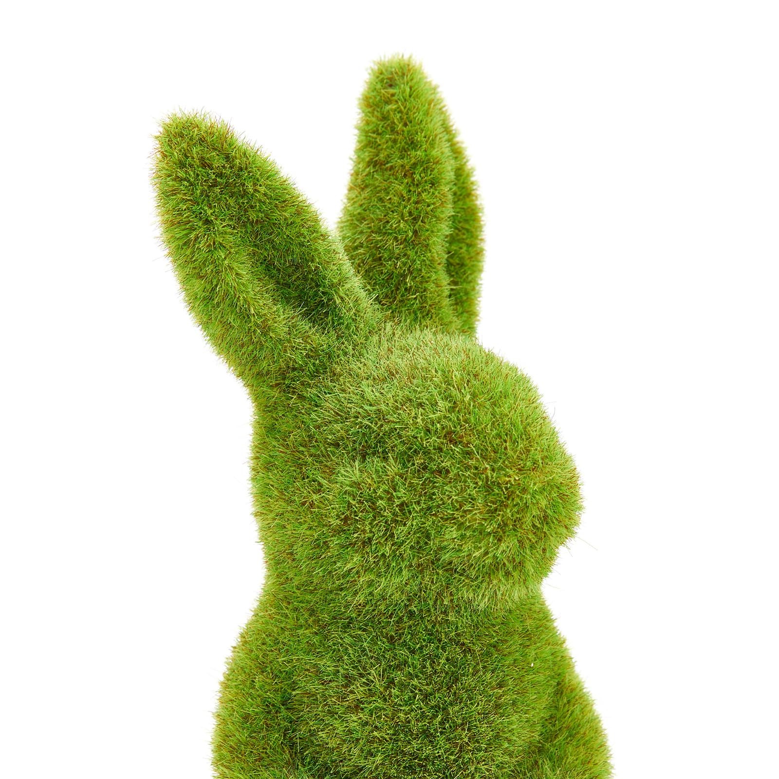 Easter Bunny Decorative Ornament Artificial Green Moss Rabbit 9.5 In Stand