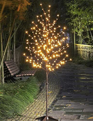 6.5 feet 208L LED Lighted Cherry Blossom Tree, Warm White, 6FT Warm White