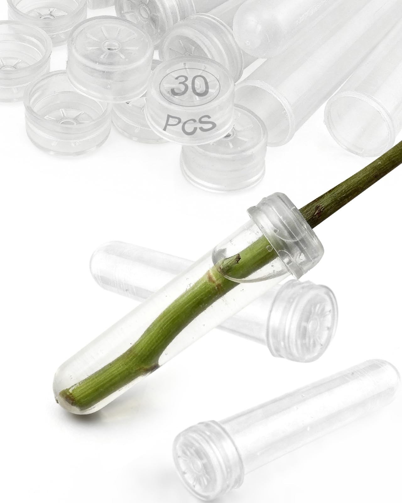 30 Pack Floral Water Tubes With Caps 3.7 Inch 23ml Plastic Vials Arrangement
