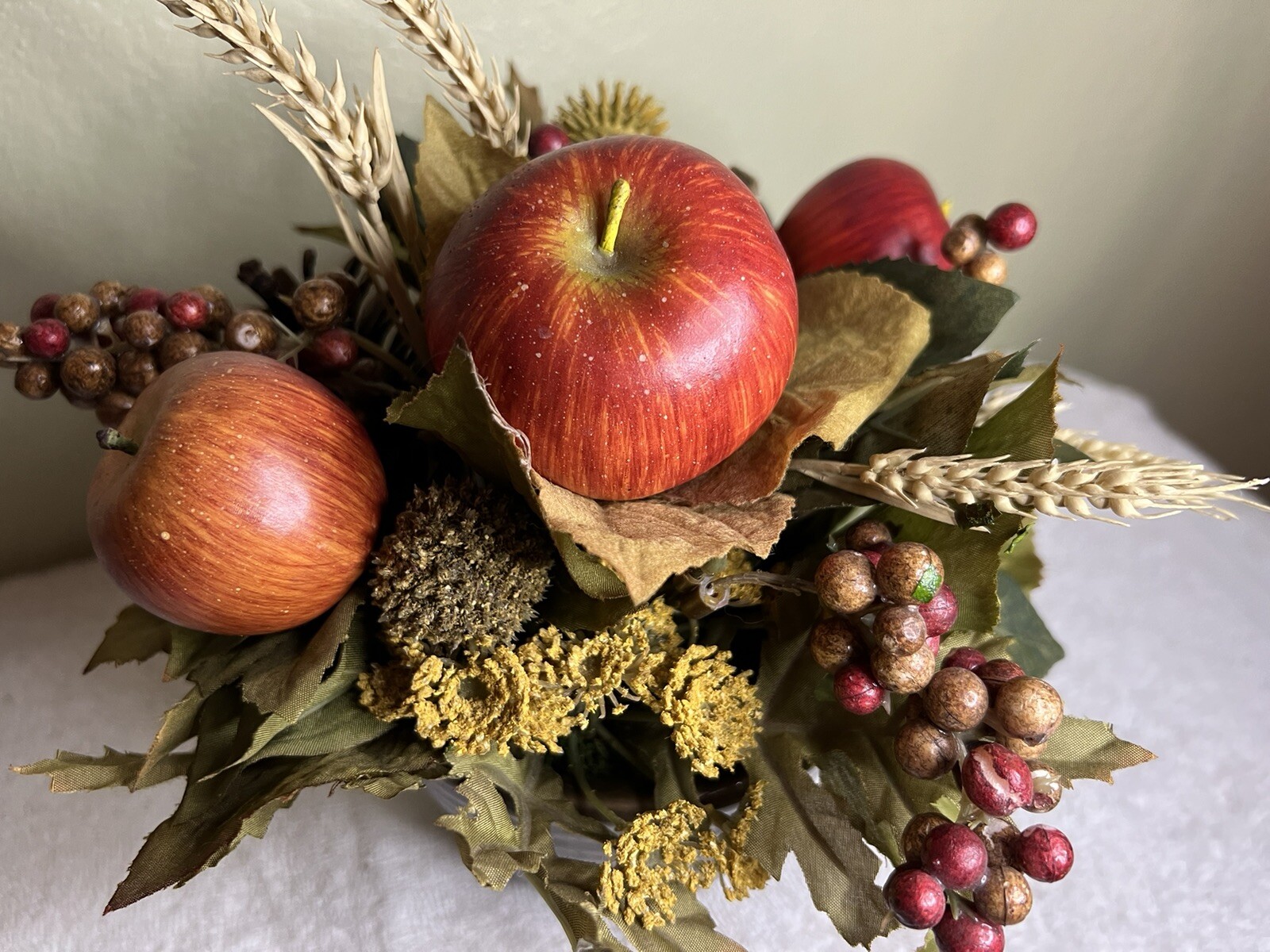 Apple Floral Decor Arrangement with Vase Artificial Faux Home Decor