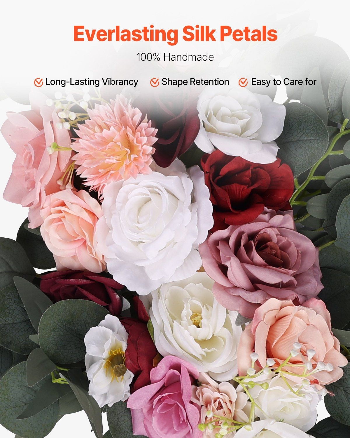 Handcrafted Pink Flowers with 21ft Premium Sheer Wedding Drape