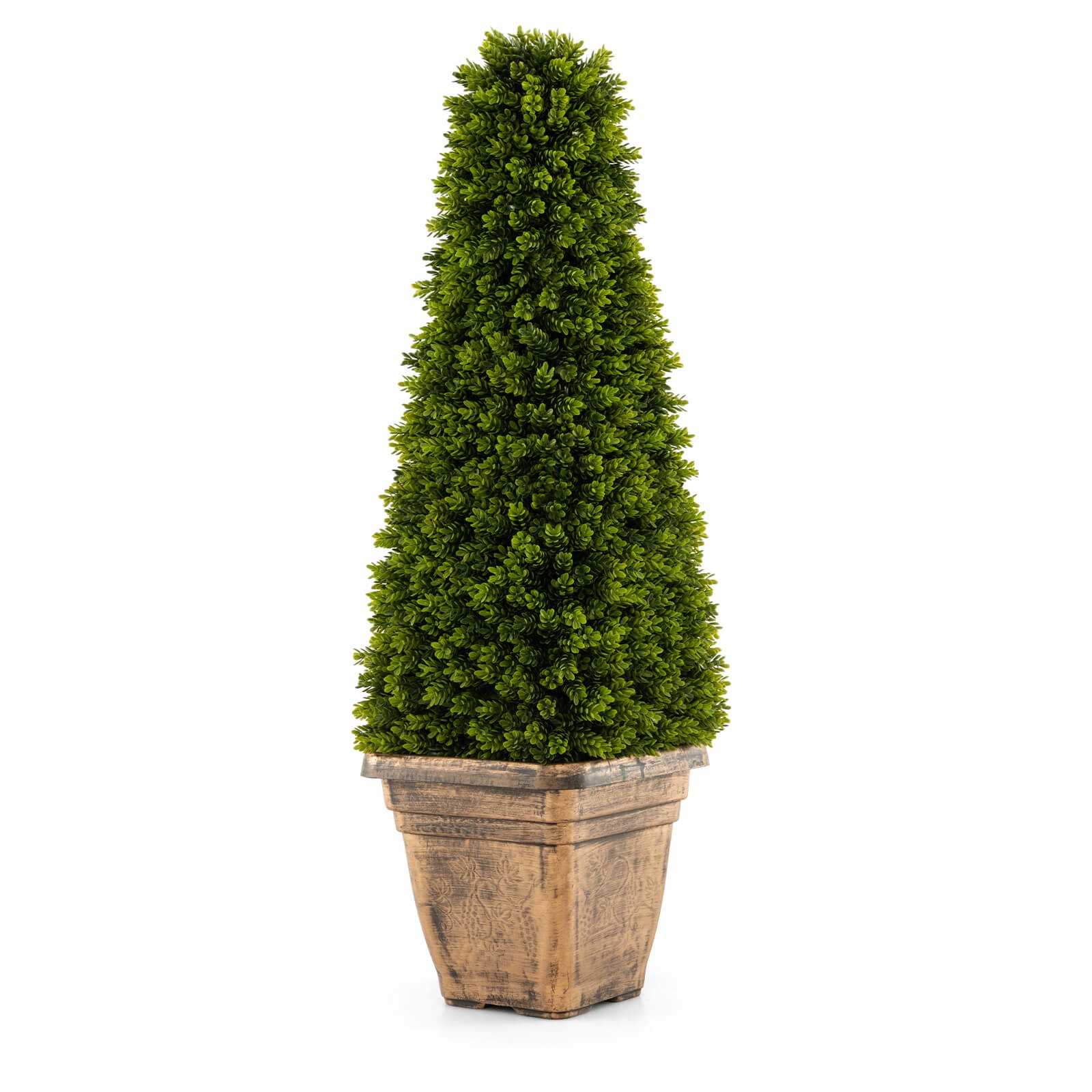 3FT Artificial Boxwood Topiary Tree with Cement-filled Pot Office Porch Decor