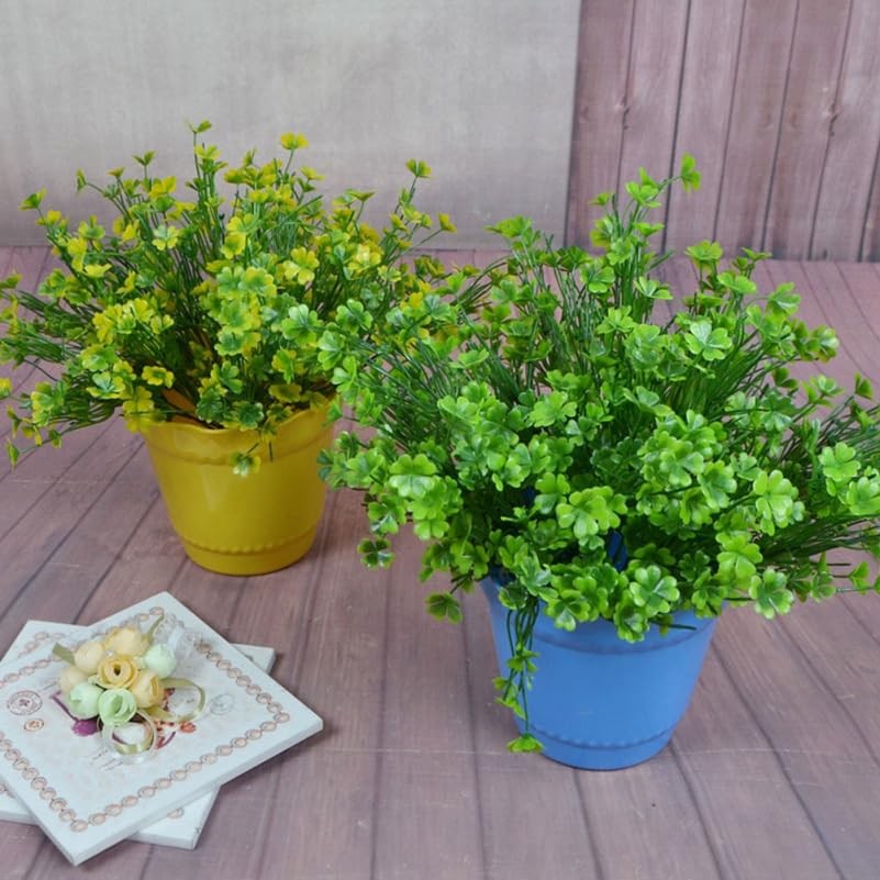 2 Pcs Artificial Four Leaf Clover Plants 15.7In UV-Resistant Silk Greenery, N…