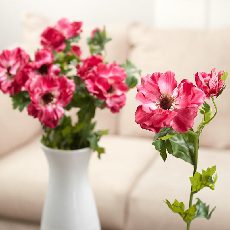 Package of 6 Fuchsia Artificial Poppy 22″ Floral Sprays