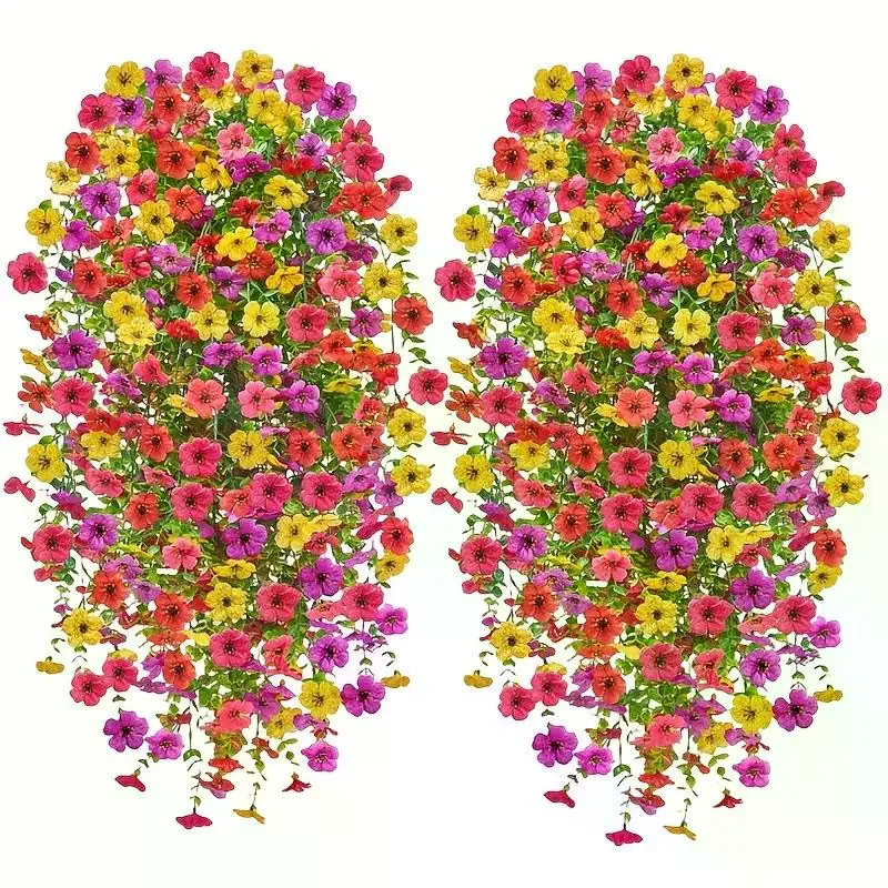 2Pcs Plastic Eucalyptus Fake Plant Decor Daisy Artificial Flowers Hanging Vines