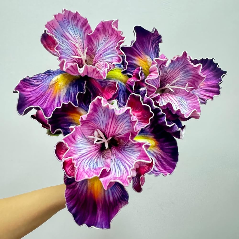 3pcs 18″Artificial Iris Flower PU Flower Heads,Real Touch Artificial Flowers …