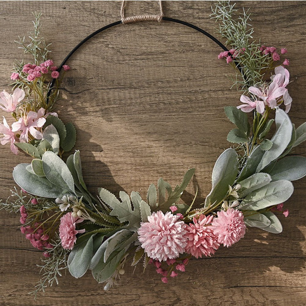 41cm Door Wreath with Dahlia and Green Leaves for Indoor and Outdoor Use