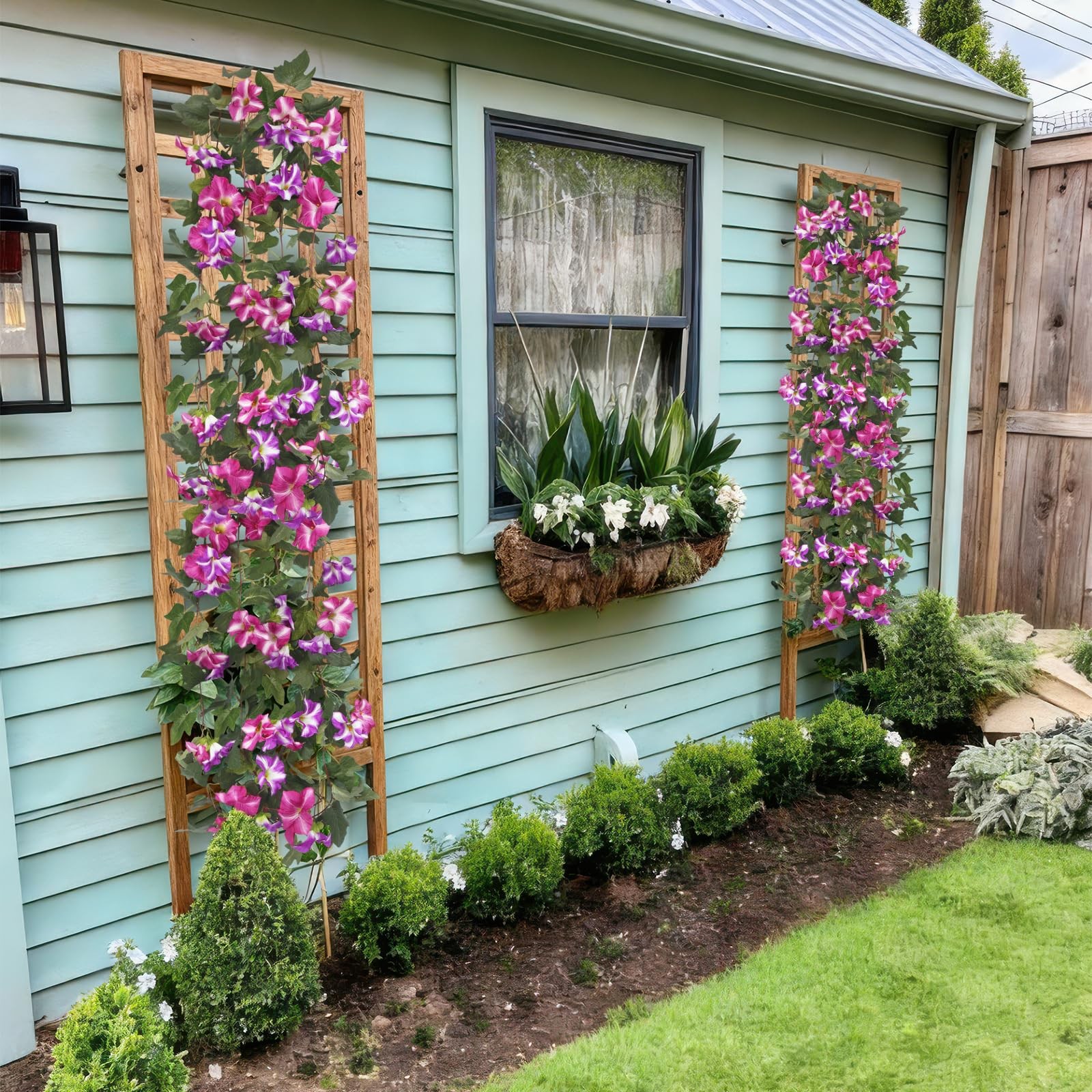 2 Pcs Artificial Vines for Outdoors Silk Morning Glory Garland 11.5 Ft Hangin…