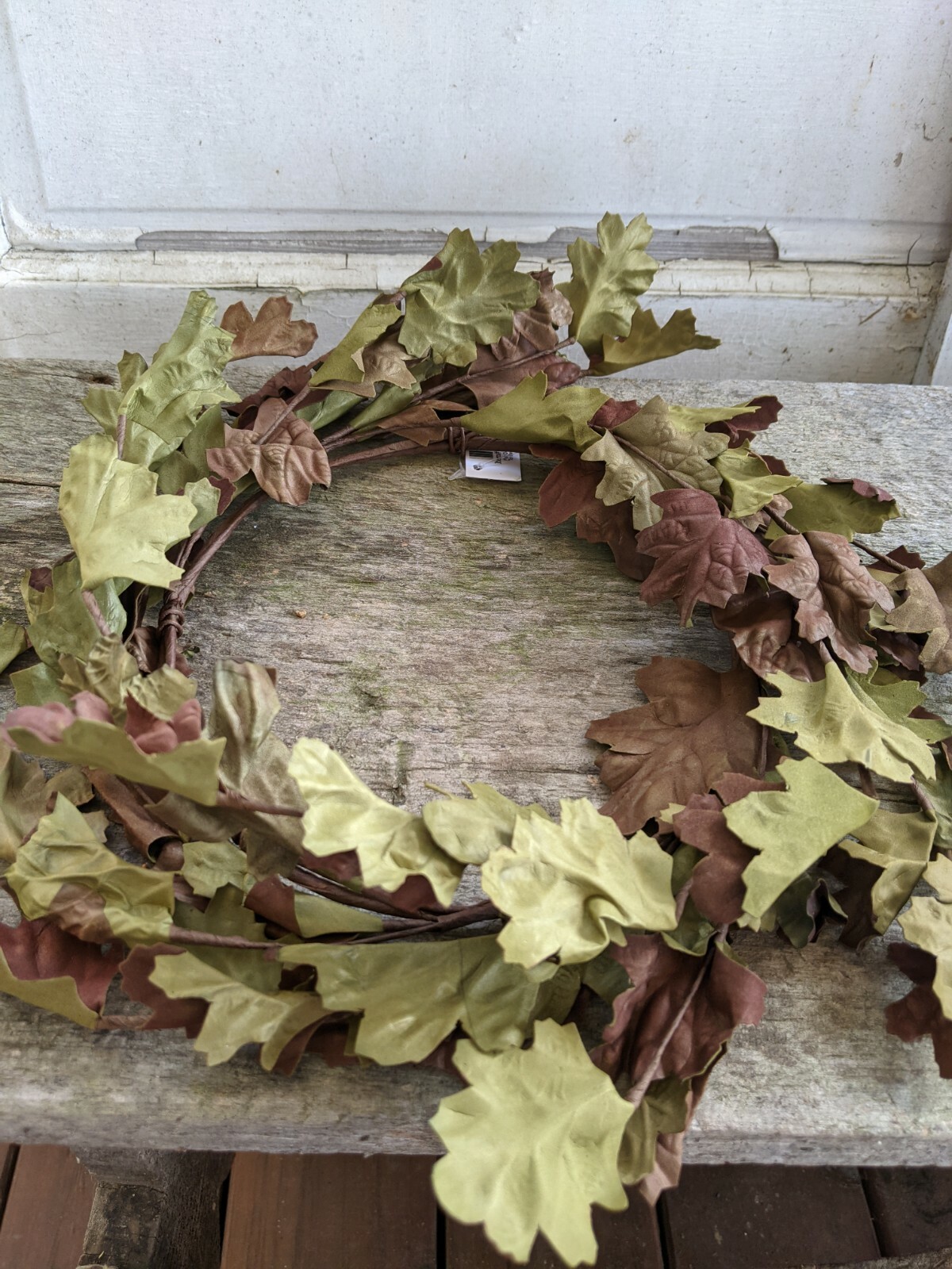 OLIVE LEAF CANDLE RING Wreath Leaves Fall Autumn Country Farmhouse 13″ x 6.75″