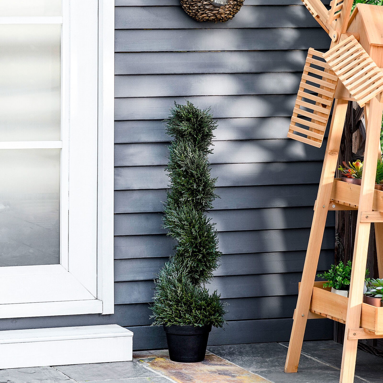 3FT Topiary Artificial Faux Cedar Tree Spiral Fake Plant for Indoor Outdoor