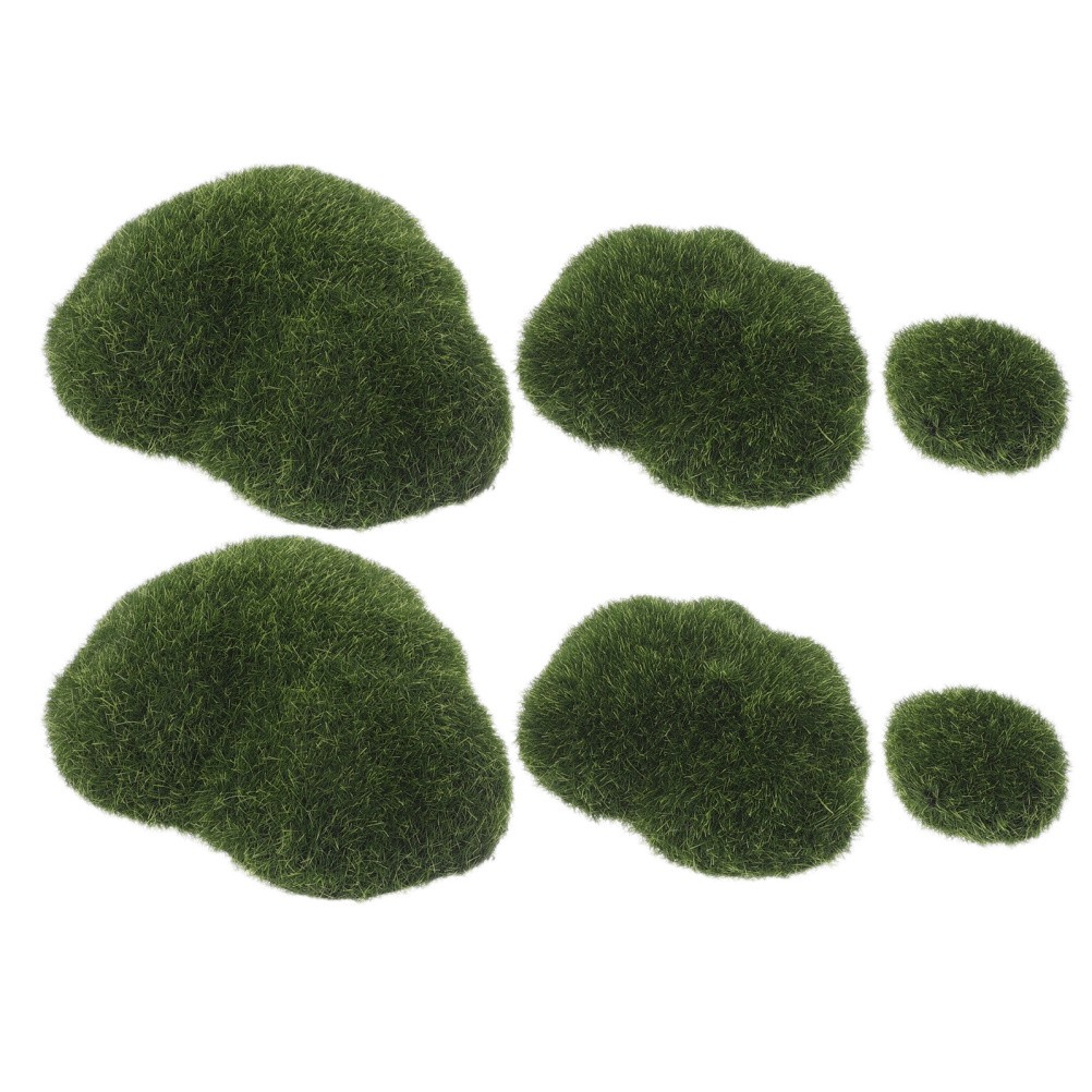 6 Pcs Moss Decor Faux for Plants Indoor Artificial Stone Ornament Decorative