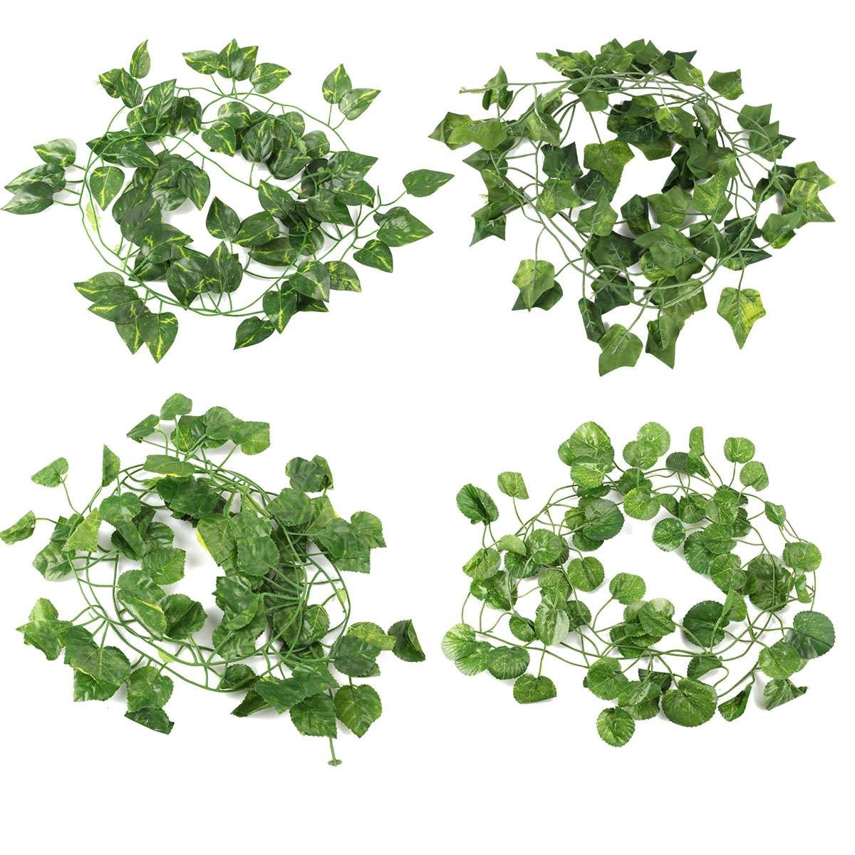 12Pcs Artificial Fake Flower Vine Hanging Garland Plant Ivy Home Decor Green US