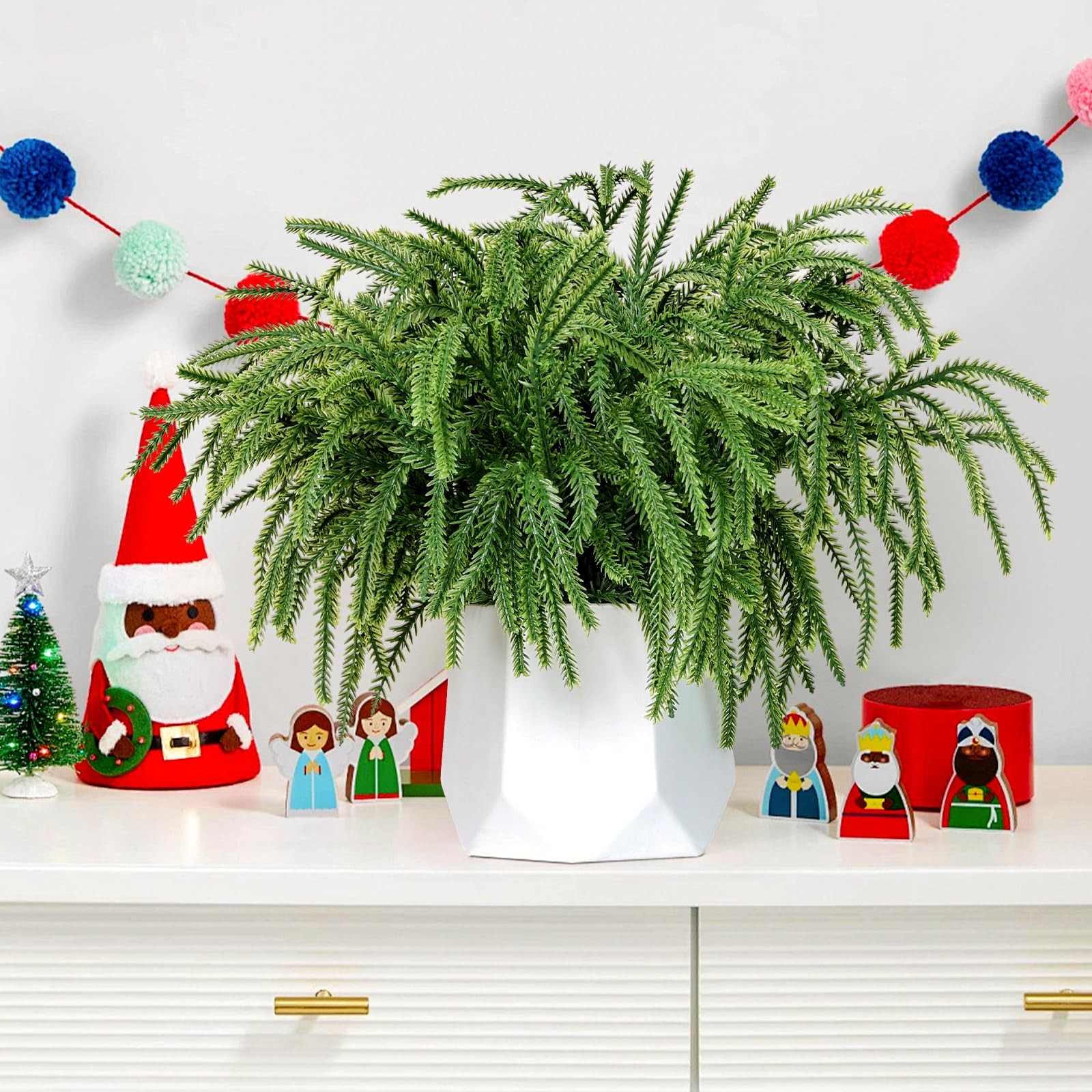 Real Touch Christmas Norfolk Pine Branches -18″ Artificial Pine Branches Gree…