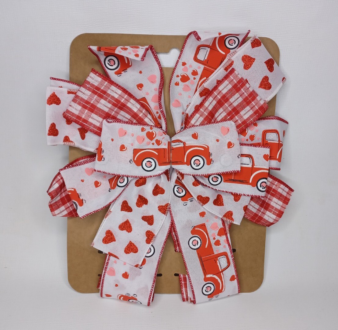 Red Truck Heart Bow For Door Wreath Swag Garland Valentine’s Day Tree Topper
