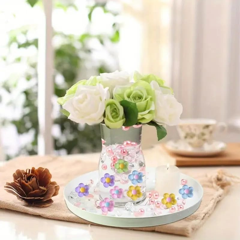 125Pcs Flower Vase Filler Artificial Floral Pearl for Floating Candle Faux Paste