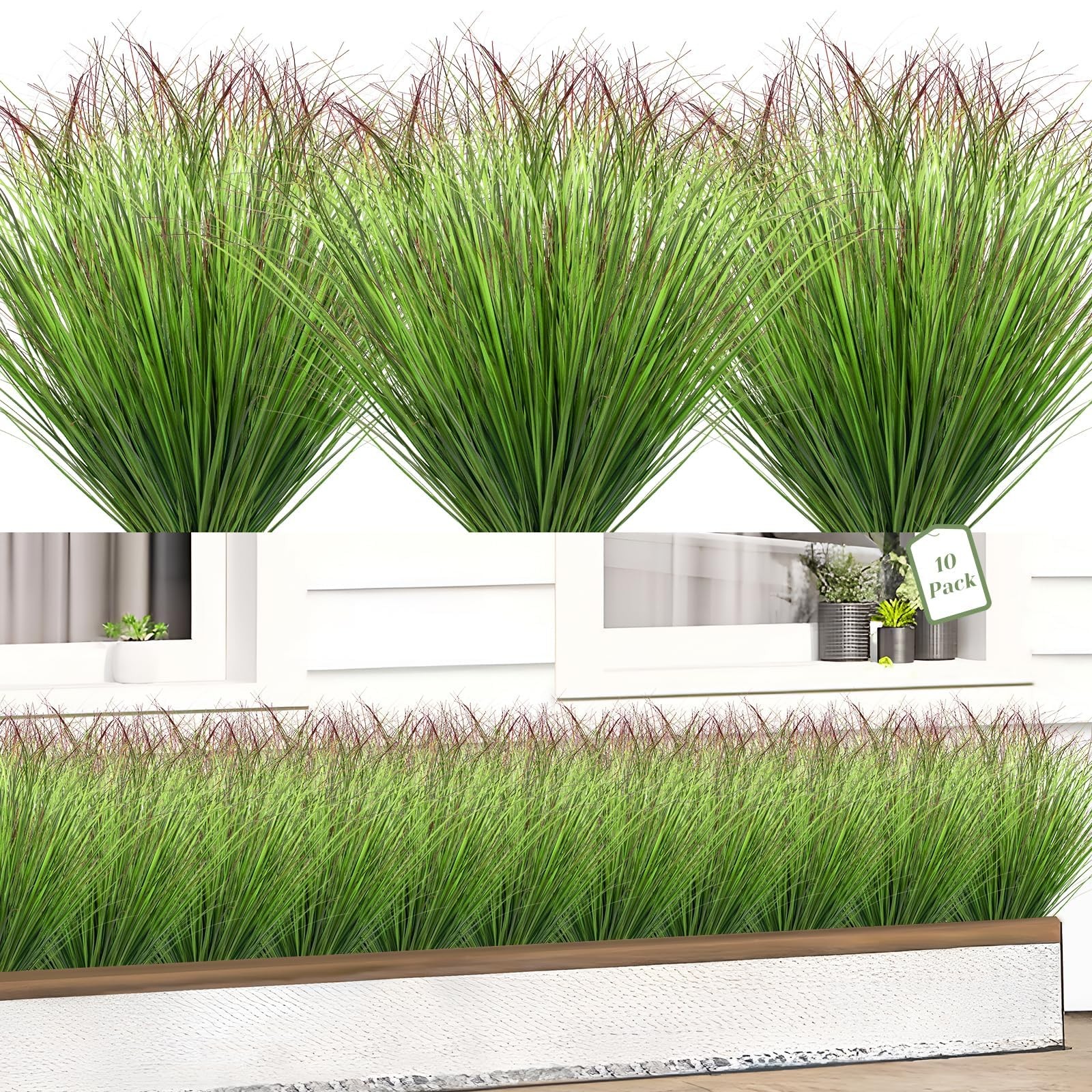 Plantas artificiales para exteriores y decoración del hogar (Cola verde y roja)