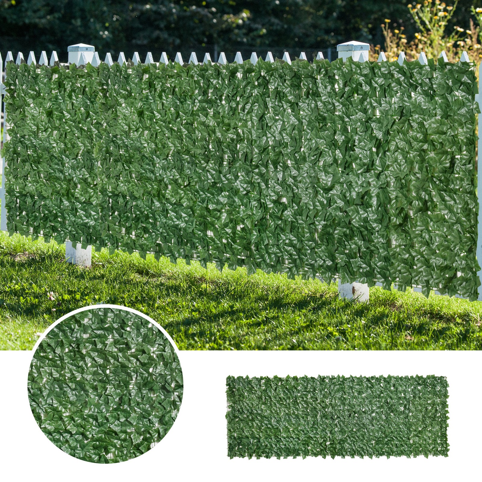 Artificial Ivy Vine Privacy Fence Screen, Faux Hedge Leaf, Outdoor Garden, Porch