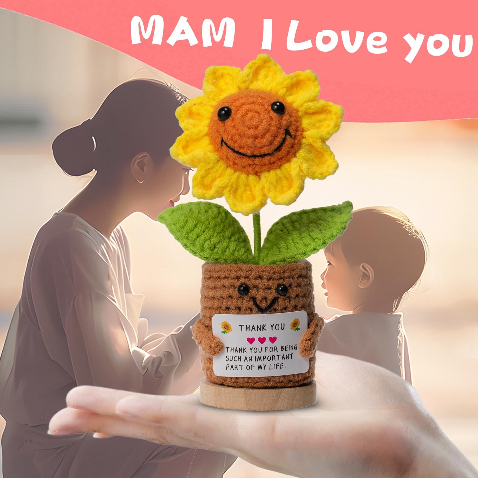 Levvohd Thank You Gifts for Teacher Women, Crochet Sunflower Gifts Office Des…