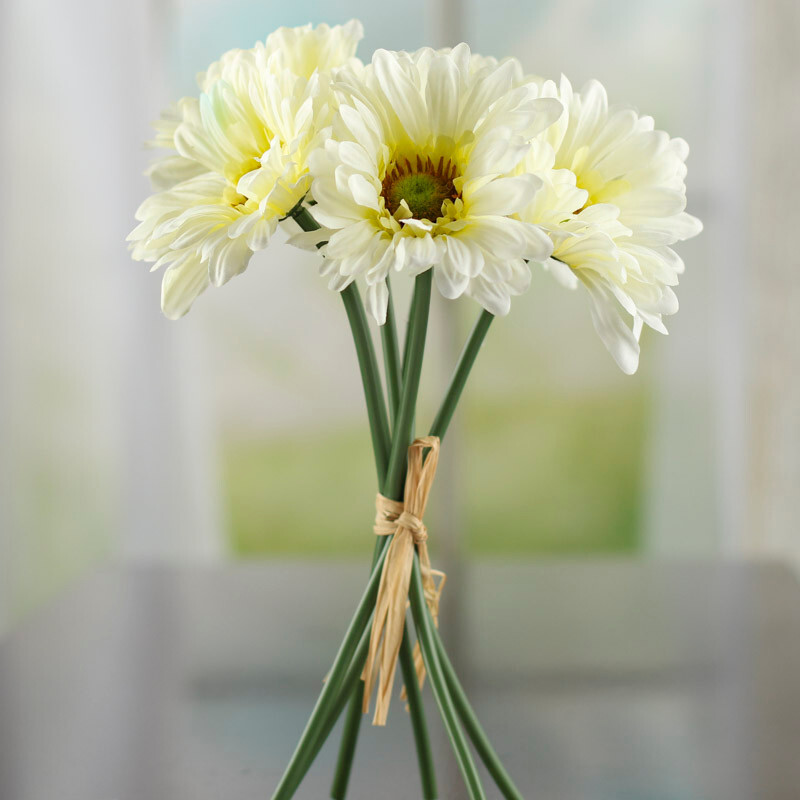 Set of 2 Cream Artificial Gerbera Daisy 11-1/4″ Floral Bundles