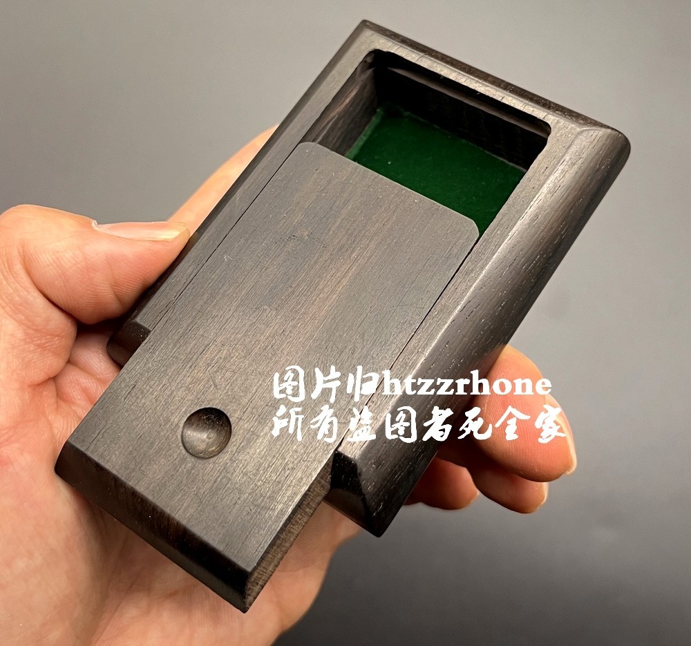 Natural Ebony Wood Storage Case Small Portable Pill Box Reed Holder Handcraft