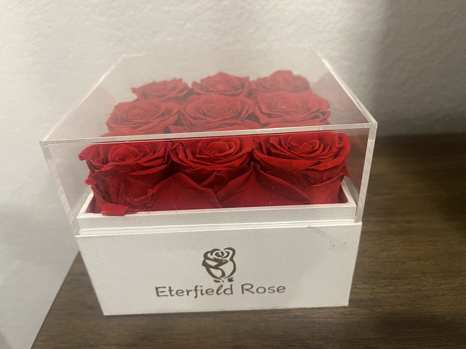 The Perfect Gift 9 Eternal Red Preserved Ecuadorian Roses in a Glass Vase