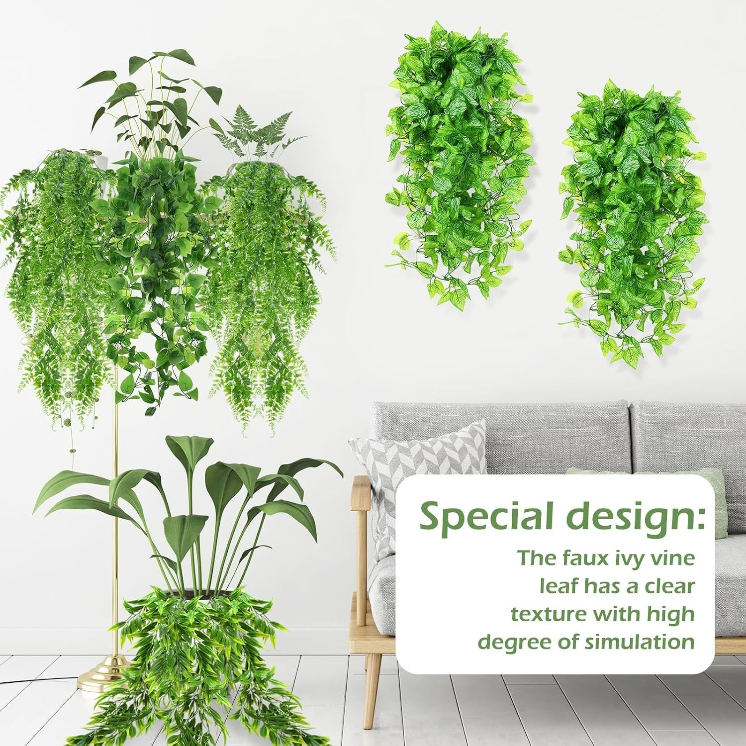 32-Inch 12-Pcs Artificial Hanging Plants, Lifelike Ivy Vines for All Spaces