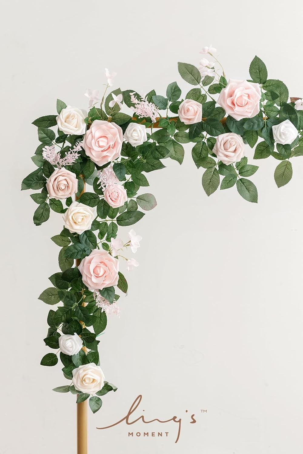 Ling’s moment 5FT Blush Artificial Flower Garland Fake Pink Rose Leaves Floral G