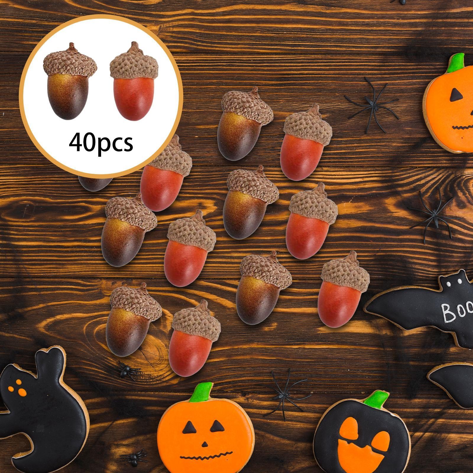 40 Pieces Artificial Acorns Lifelike Mini Nutty for Christmas House Seasonal