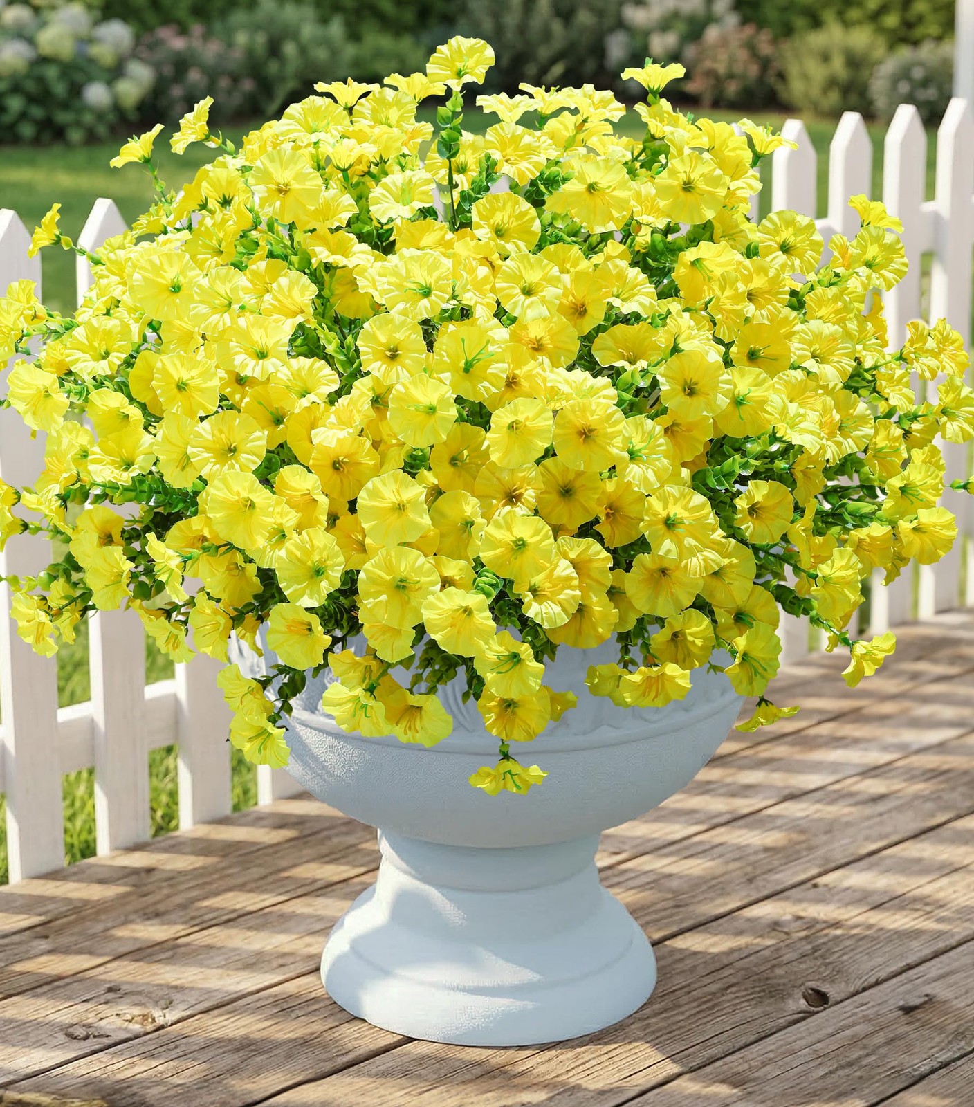 Artificial Flowers Fake Plants for Outdoors Decoration, 12 Bundles Yellow Sil…