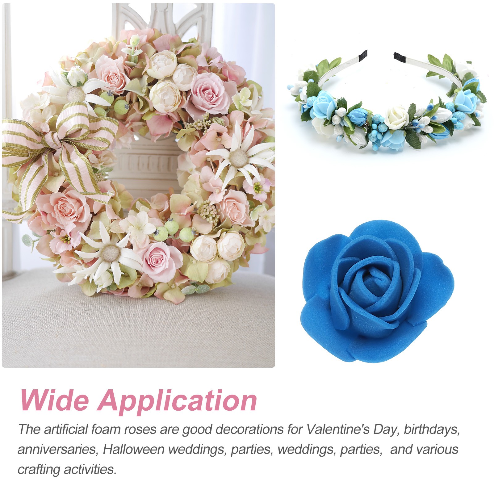 500pcs Foam Rose Heads 3.5 cm for DIY Crafts Accessories, Dark Blue