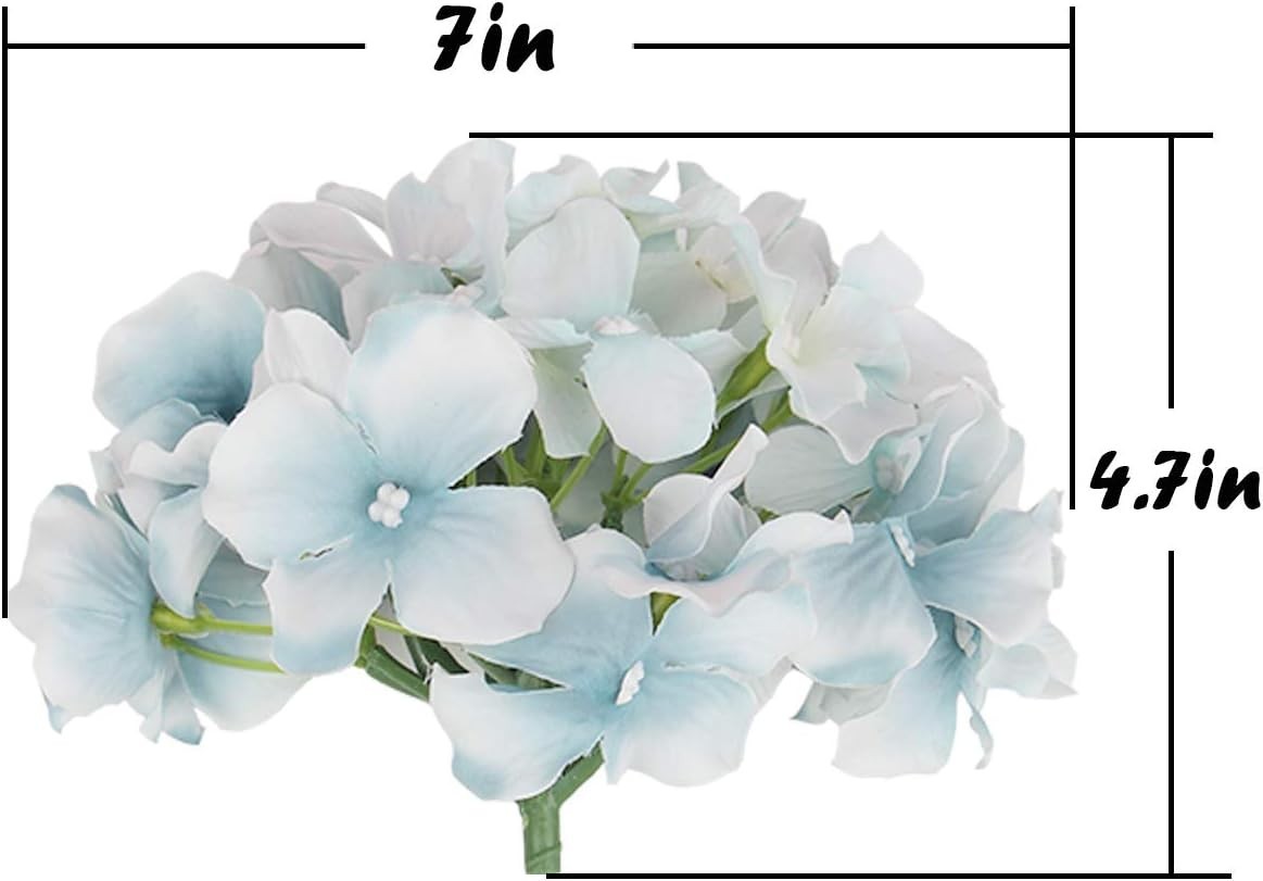 Silk Hydrangea Heads Artificial Flowers Heads with Stems for Home Wedding Dec…