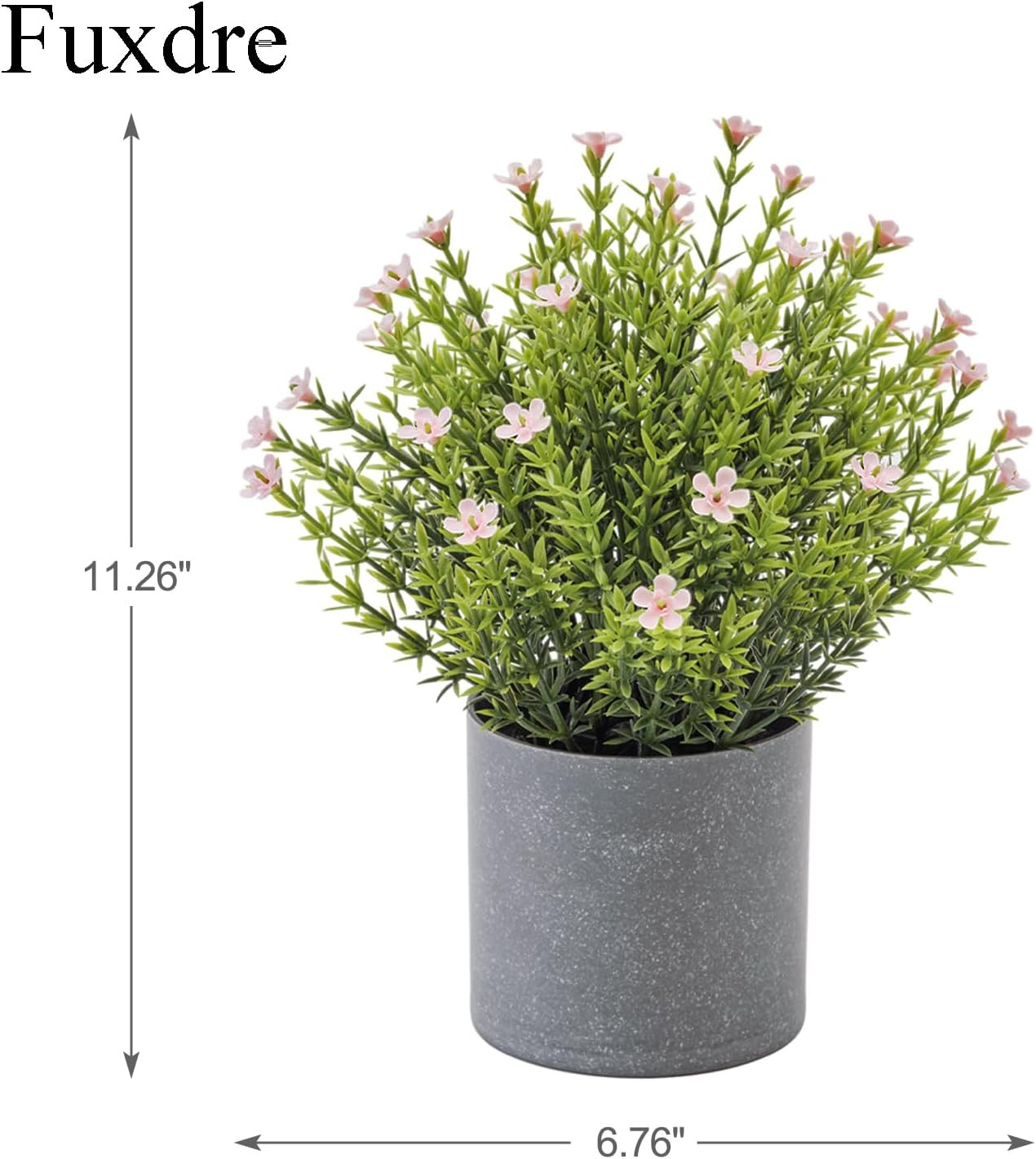 2 Pack Faux Thyme Flower Desk Plants in Vintage Pots for Home & Office Decor