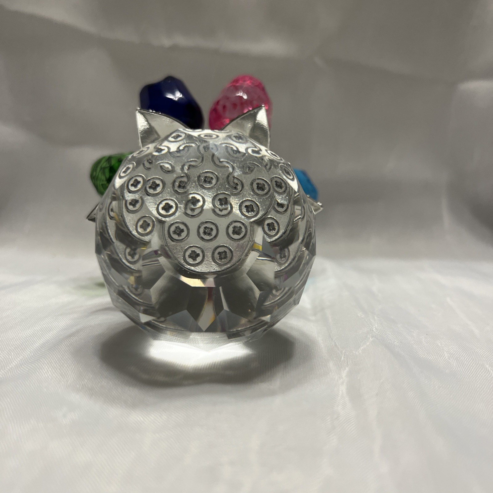 Colorful Rose Flower Crystal Figurines with Vase, Bouquet Flowers Ornament