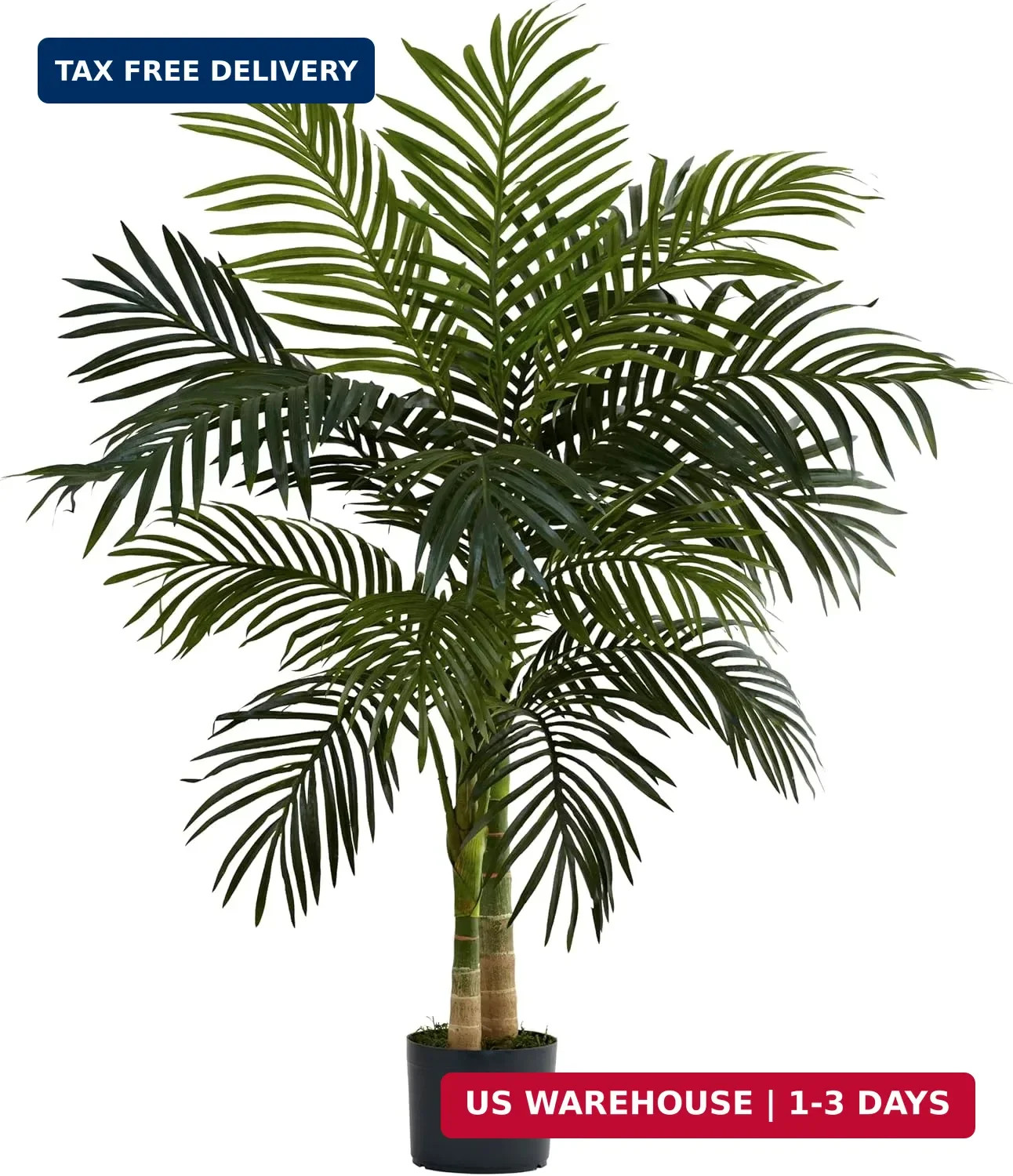 4ft Golden Cane Palm, Double Stalk Artificial Tree With Lush Realistic Foliage M