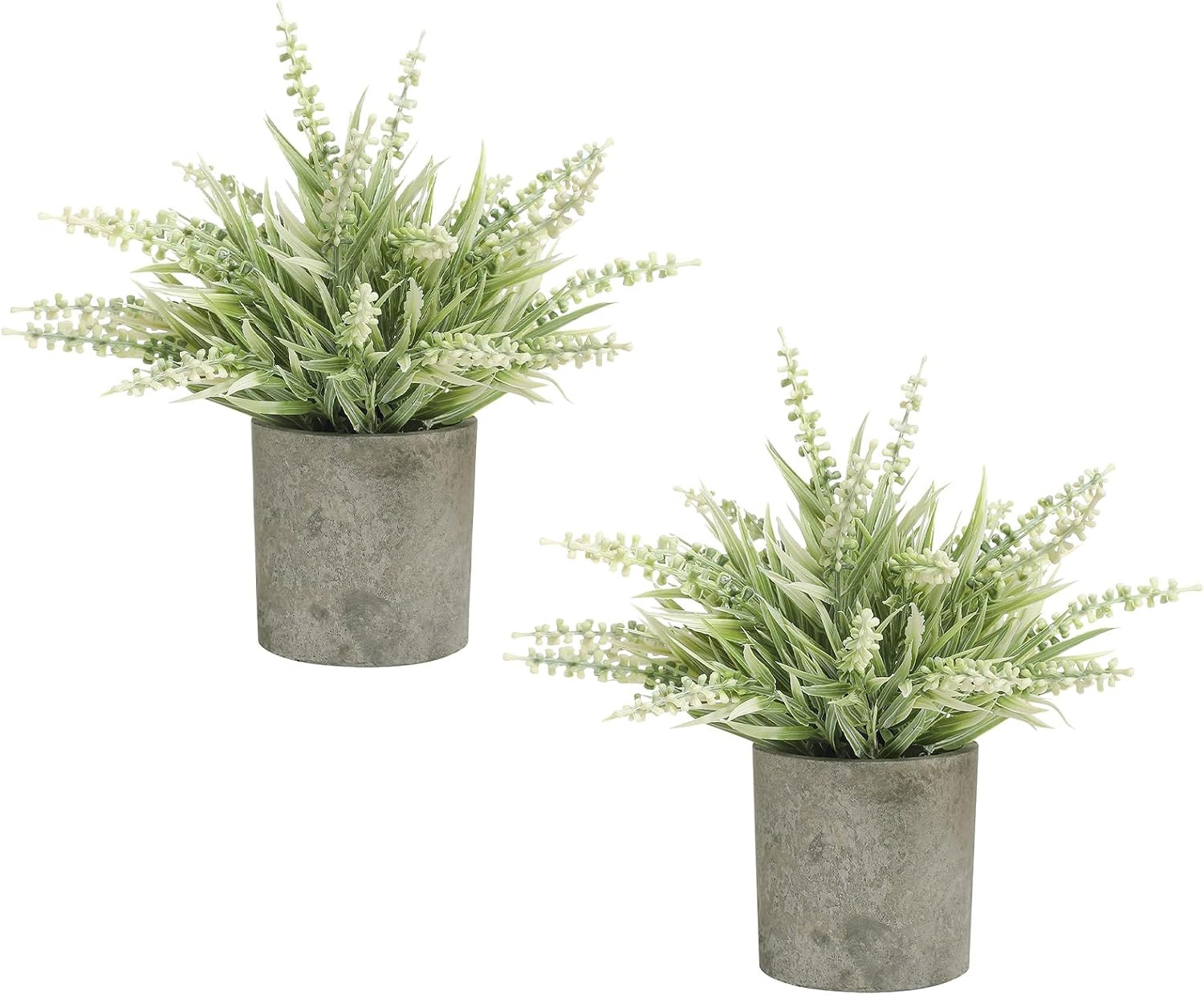 2 Pack Small Artificial Lavender Plant in Pots – Faux Lavender Flowers Decor