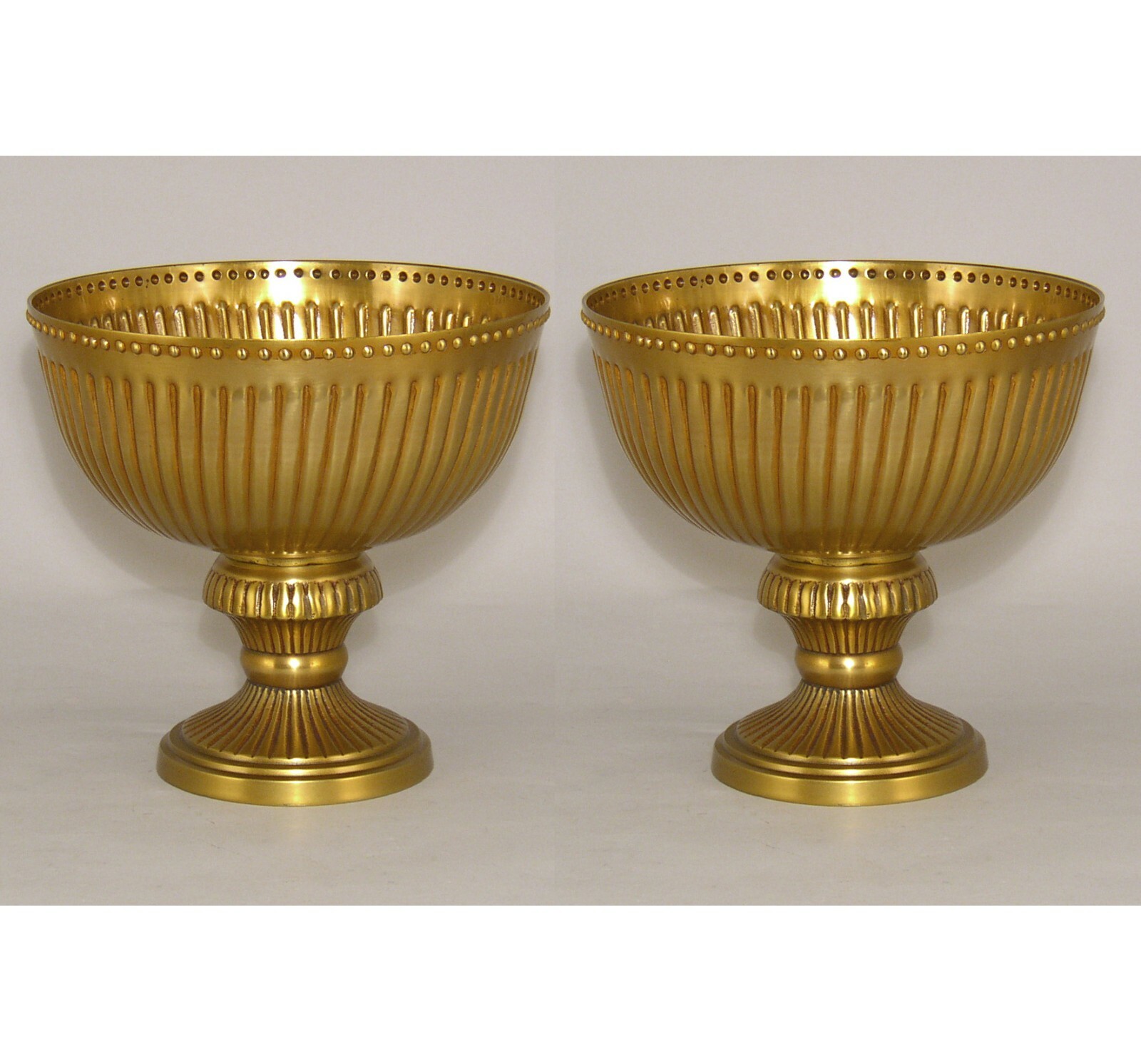 Compote Bowl Vase Gold Finish Round Pedestal Base 8″D 7.75″H Set/2 FREE SHIPPING