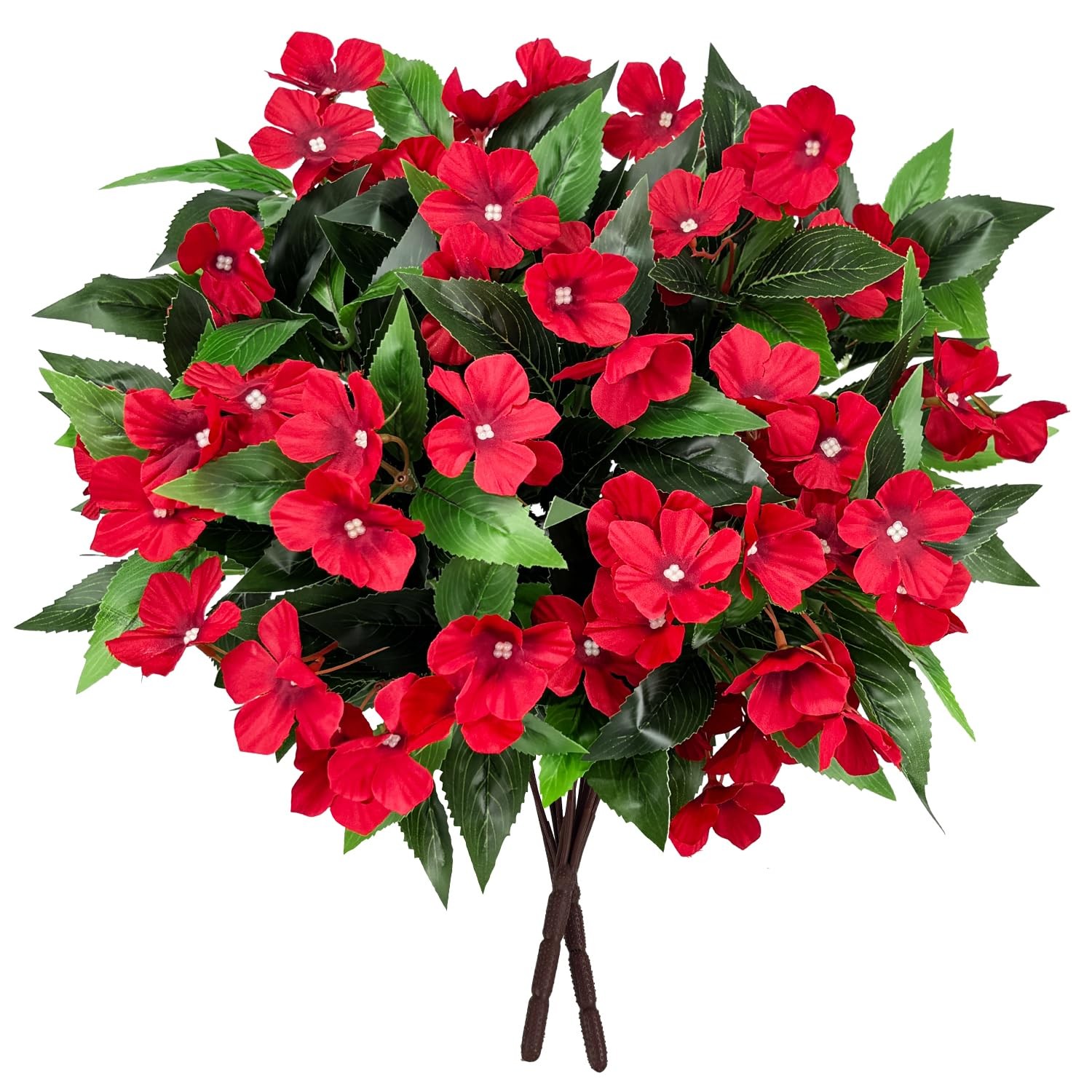 6 Bundles Artificial Flowers for Outdoors, Faux Silk Catharanthus Roseus Flow…