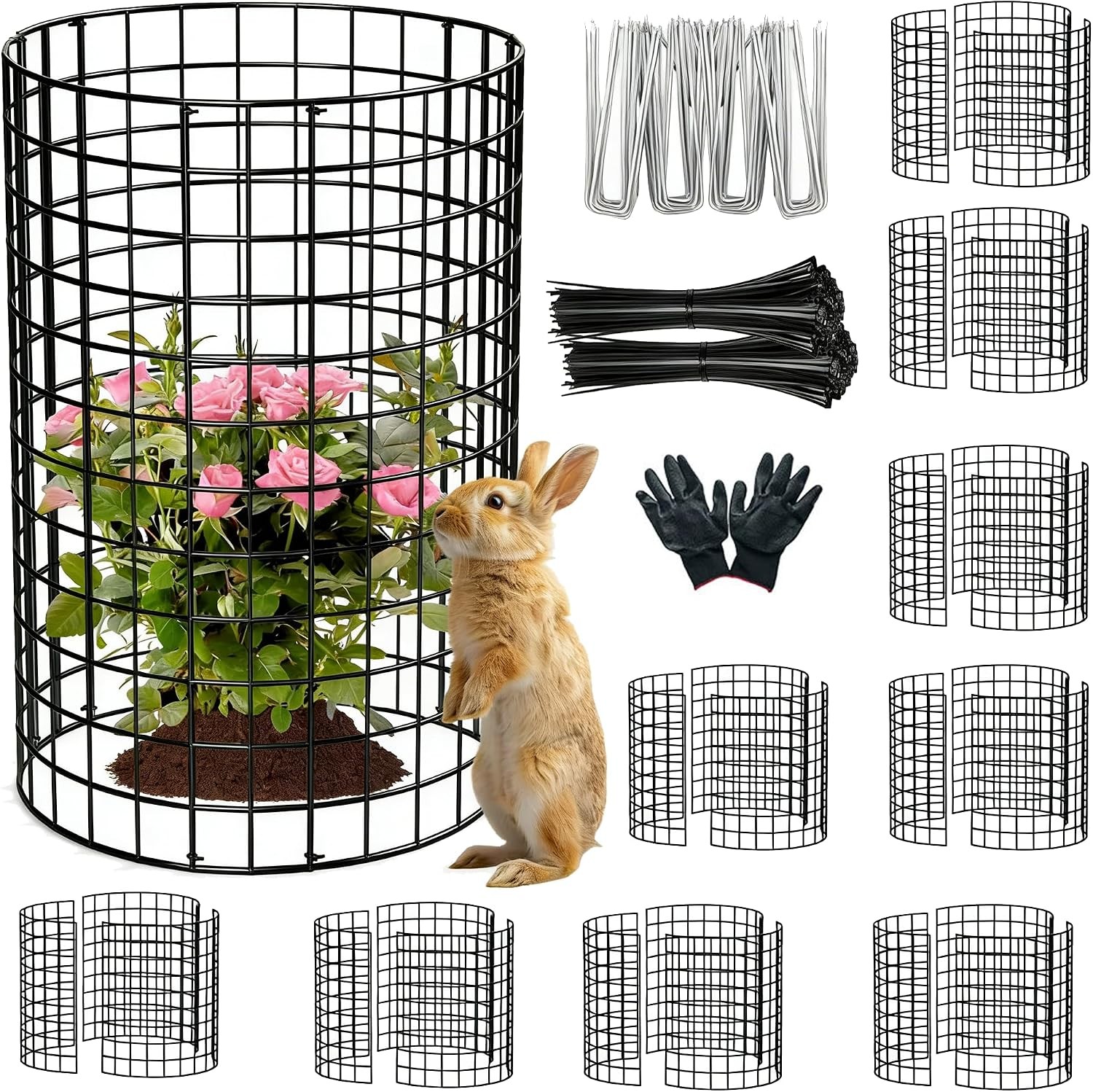 10 Pack Plant Protector from Animals,Metal Wire Mesh Garden Plant Cages Outdoor