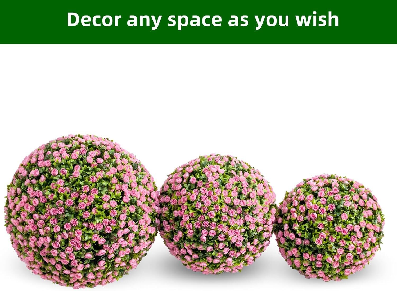 Set of 2 Artificial Topiary Flower Balls Hanging Grass Ball for Home Party Decor