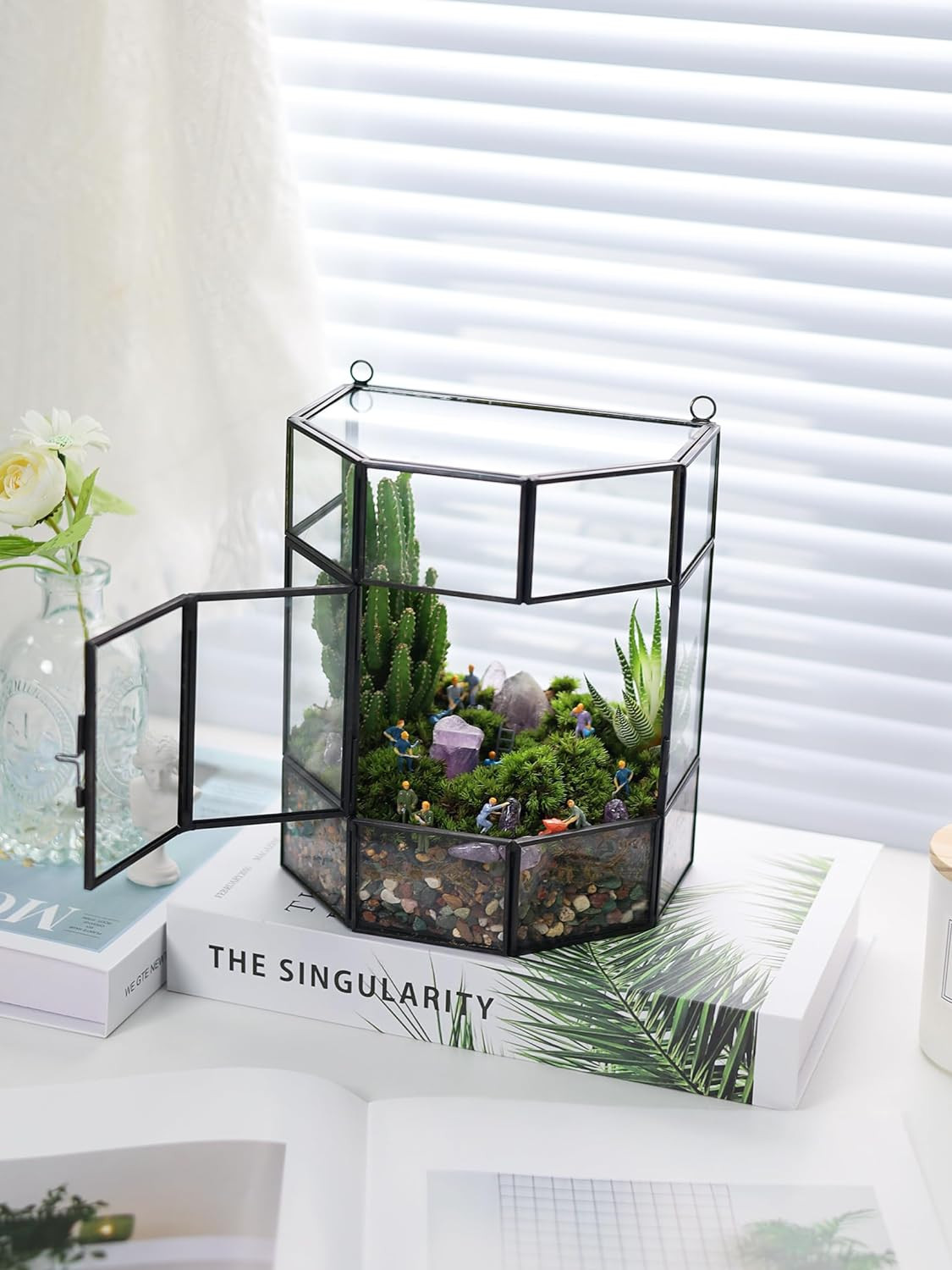 Hanging Glass Plant Terrarium Handmade Mini Greenhouse Indoor for Succulent & Ai